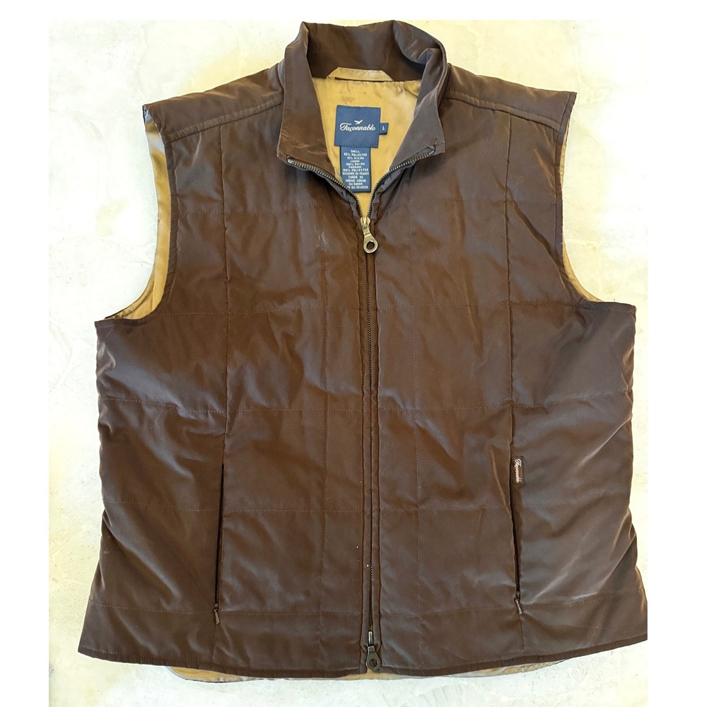Faconnable Quilted Vest Hong Kong Designed in France Large Full Zip Lined
